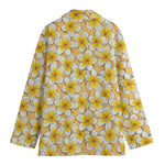 Frangipani Flower Pattern Print Women's Cotton Blazer
