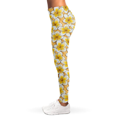 Frangipani Flower Pattern Print Women's Leggings