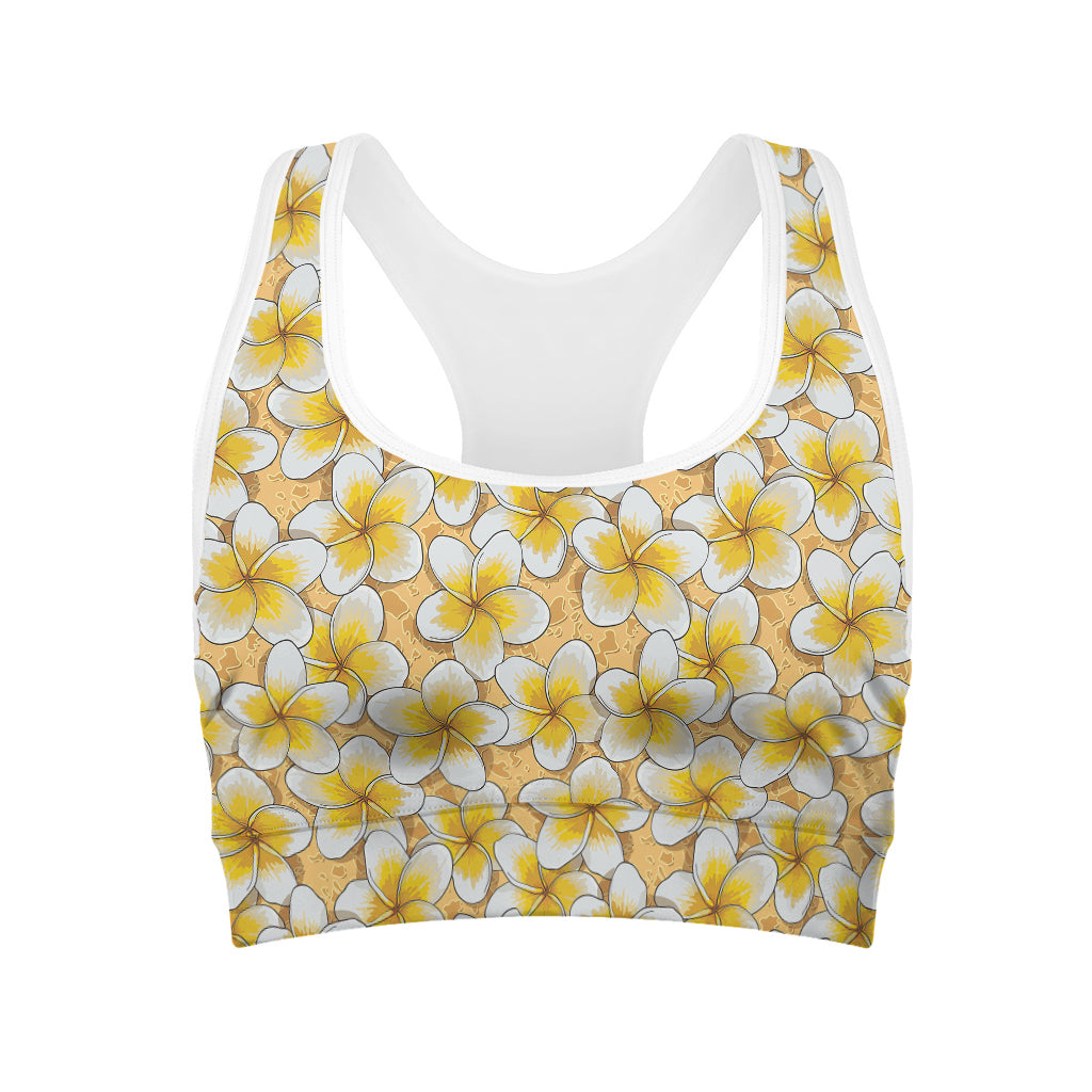 Frangipani Flower Pattern Print Women's Sports Bra