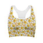 Frangipani Flower Pattern Print Women's Sports Bra