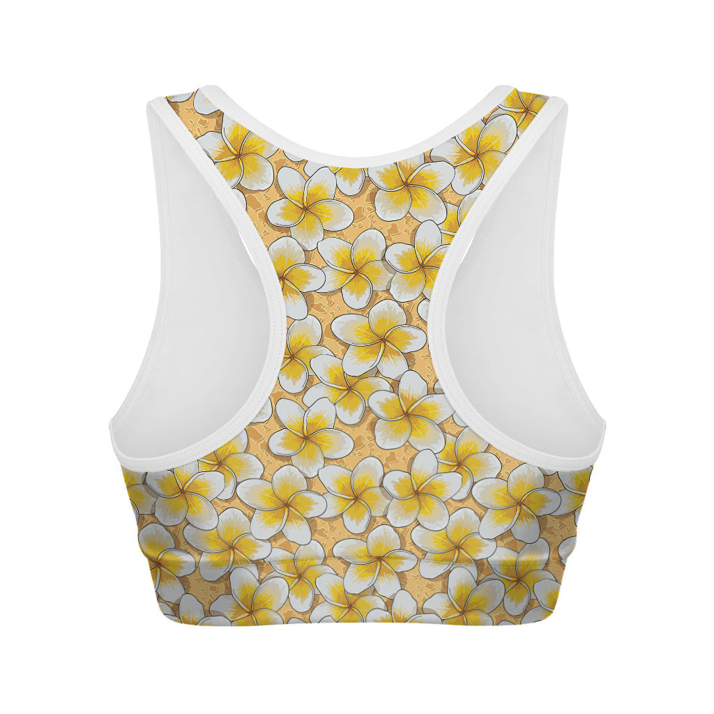 Frangipani Flower Pattern Print Women's Sports Bra