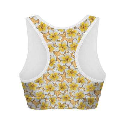 Frangipani Flower Pattern Print Women's Sports Bra