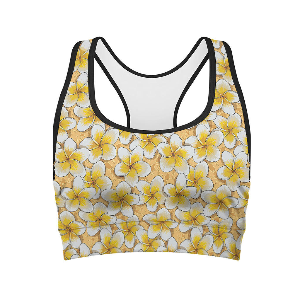 Frangipani Flower Pattern Print Women's Sports Bra