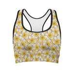 Frangipani Flower Pattern Print Women's Sports Bra