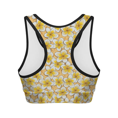 Frangipani Flower Pattern Print Women's Sports Bra