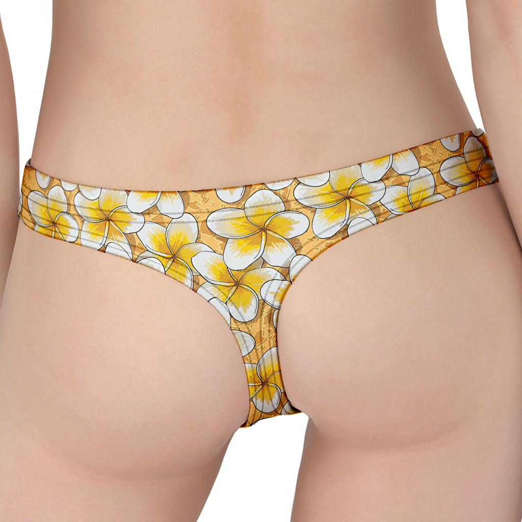 Frangipani Flower Pattern Print Women's Thong