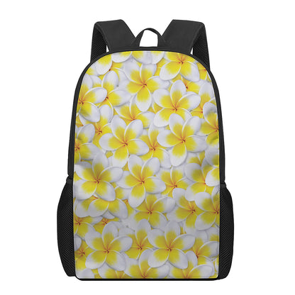 Frangipani Flower Print 17 Inch Backpack