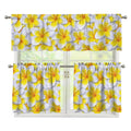Frangipani Flower Print 3 Piece Kitchen Curtains