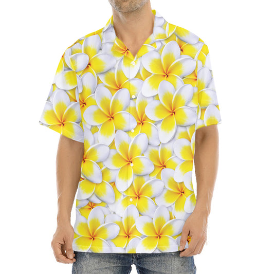 Frangipani Flower Print Aloha Shirt