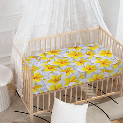 Frangipani Flower Print Baby Crib Sheet