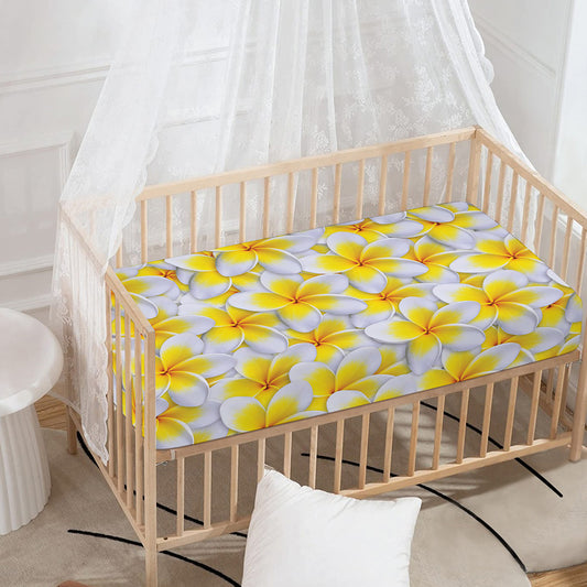 Frangipani Flower Print Baby Crib Sheet