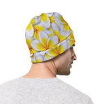 Frangipani Flower Print Beanie