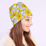 Frangipani Flower Print Beanie