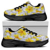 Frangipani Flower Print Black Chunky Shoes