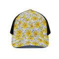 Frangipani Flower Print Black Mesh Trucker Hat