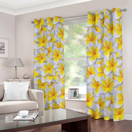 Frangipani Flower Print Blackout Grommet Curtains