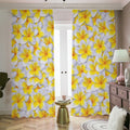 Frangipani Flower Print Dimout Pencil Pleat Curtains
