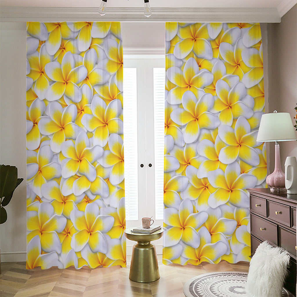 Frangipani Flower Print Blackout Pencil Pleat Curtains
