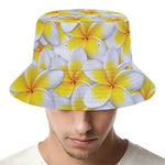 Frangipani Flower Print Bucket Hat