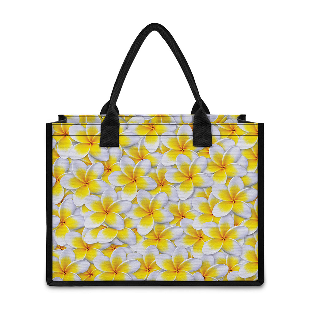 Frangipani Flower Print Canvas Tote Bag