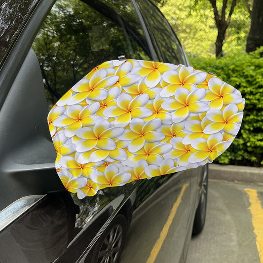 Frangipani Flower Print Car Side Mirror Covers