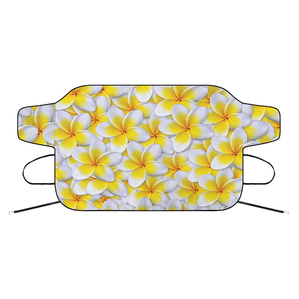 Frangipani Flower Print Car Windshield Snow Cover