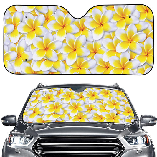 Frangipani Flower Print Car Windshield Sun Shade