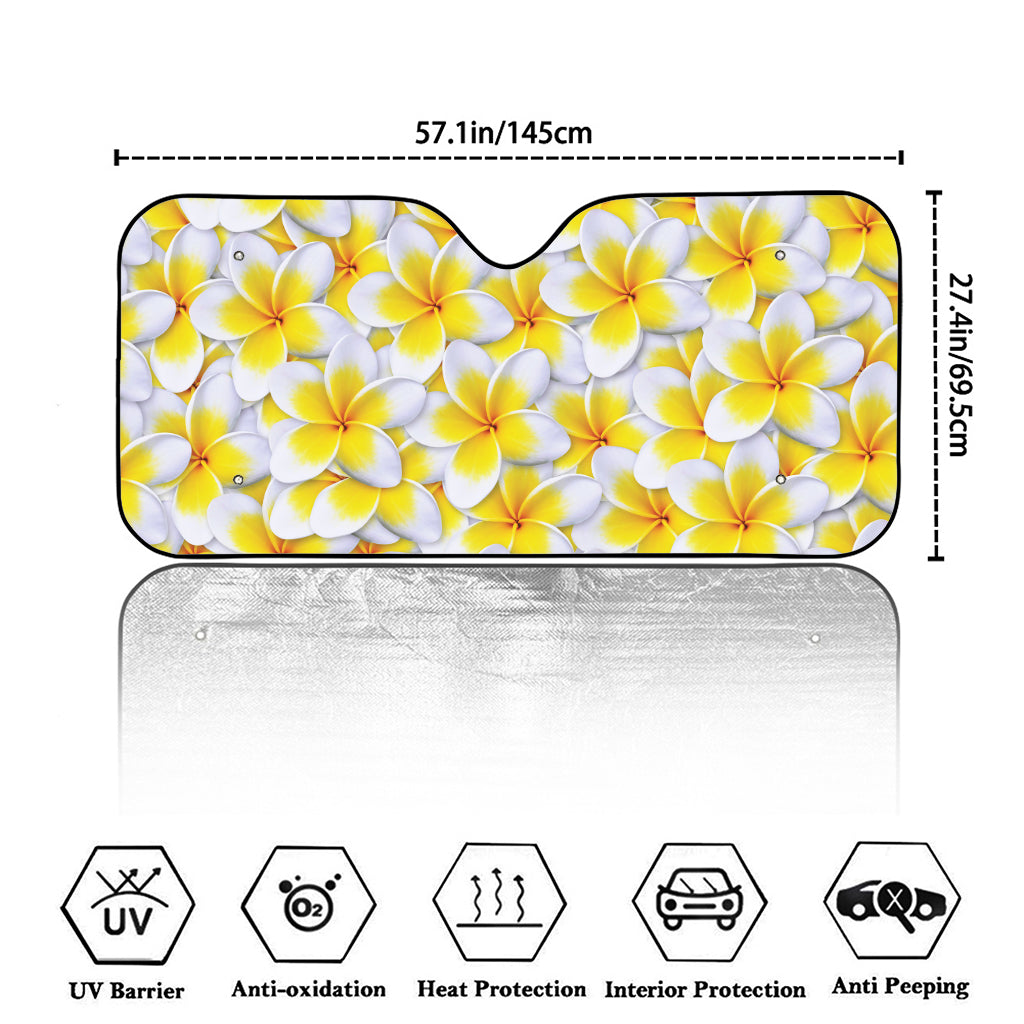 Frangipani Flower Print Car Windshield Sun Shade