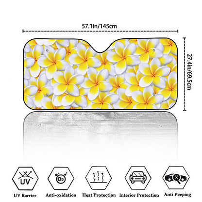 Frangipani Flower Print Car Windshield Sun Shade