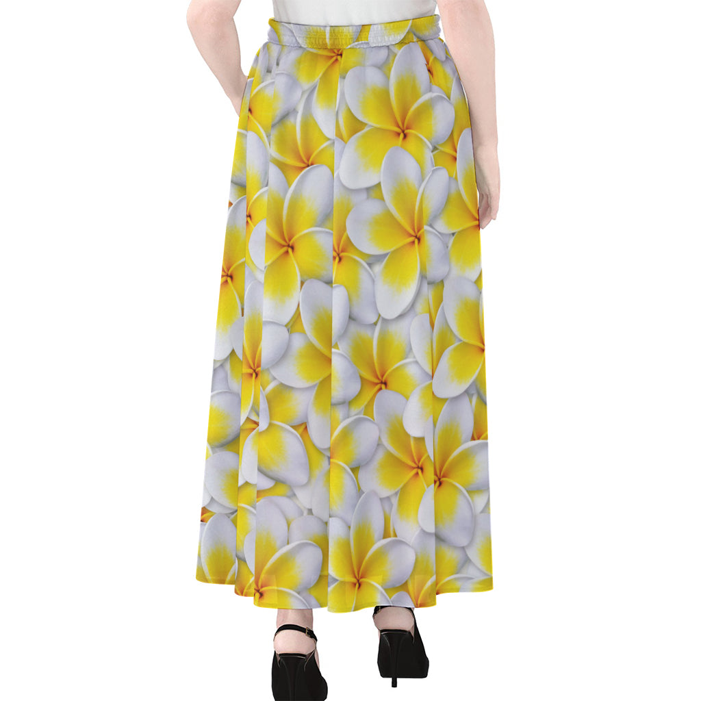 Frangipani Flower Print Chiffon Maxi Skirt