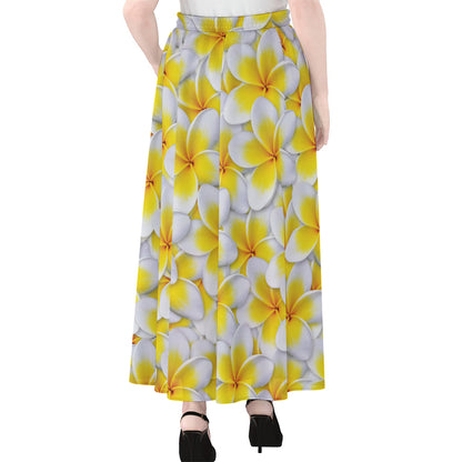 Frangipani Flower Print Chiffon Maxi Skirt