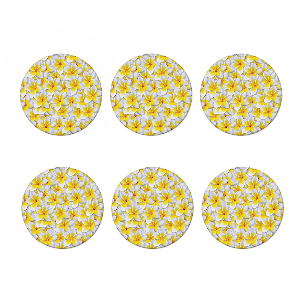 Frangipani Flower Print Coaster Set