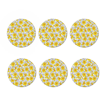 Frangipani Flower Print Coaster Set