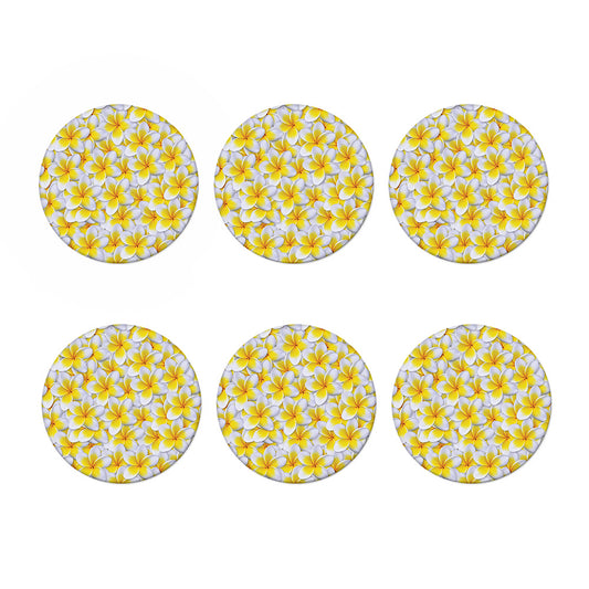 Frangipani Flower Print Coaster Set