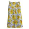 Frangipani Flower Print Cotton Front Slit Maxi Skirt