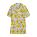 Frangipani Flower Print Cotton Hawaiian Shirt