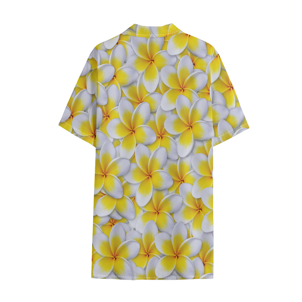 Frangipani Flower Print Cotton Hawaiian Shirt