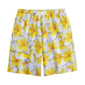 Frangipani Flower Print Cotton Shorts