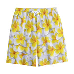 Frangipani Flower Print Cotton Shorts