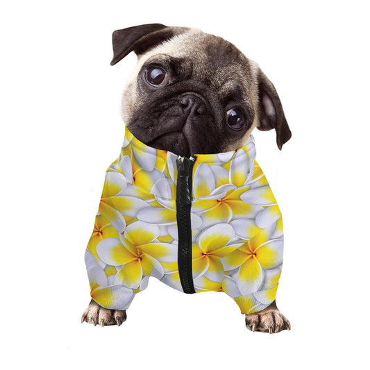 Frangipani Flower Print Dog Zip Up Jacket