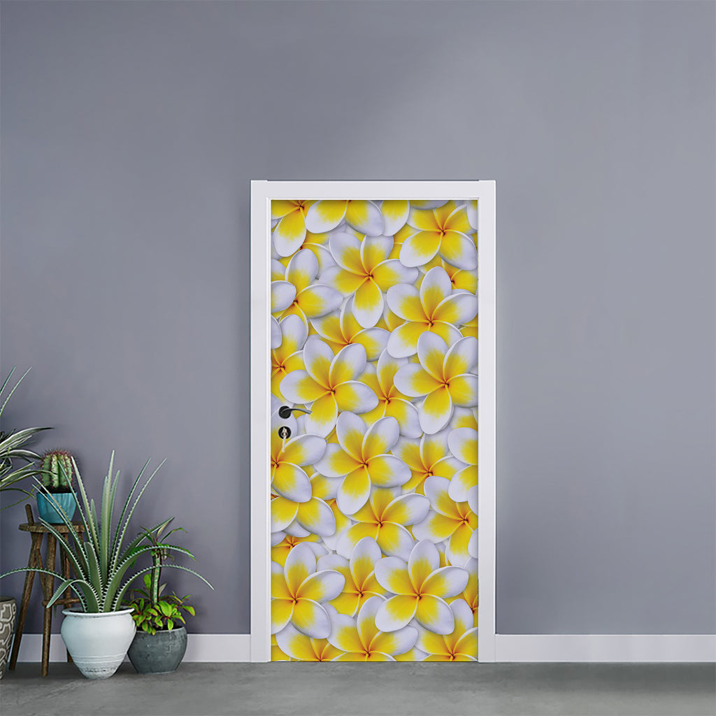 Frangipani Flower Print Door Sticker