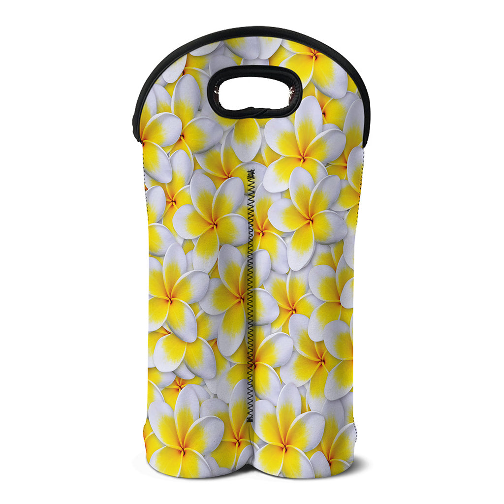 Frangipani Flower Print Double Neoprene Wine Tote