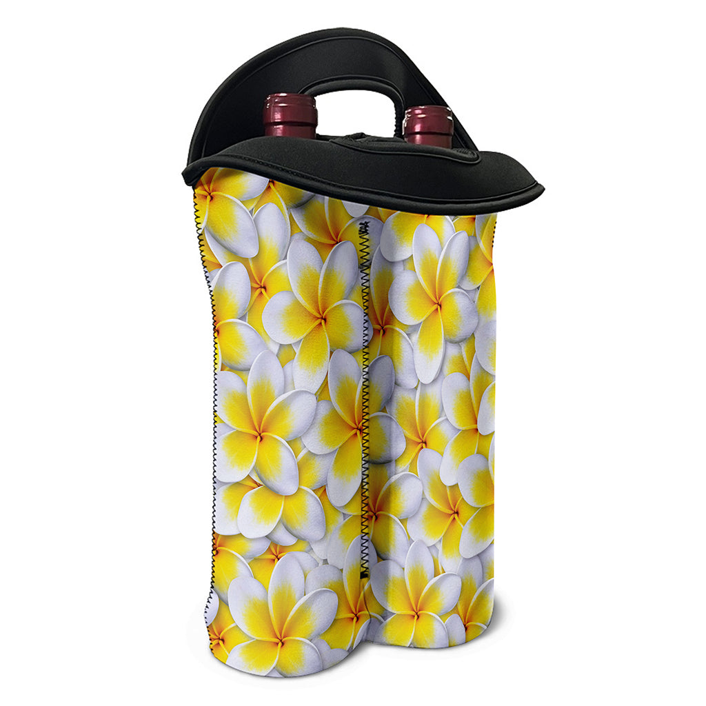 Frangipani Flower Print Double Neoprene Wine Tote