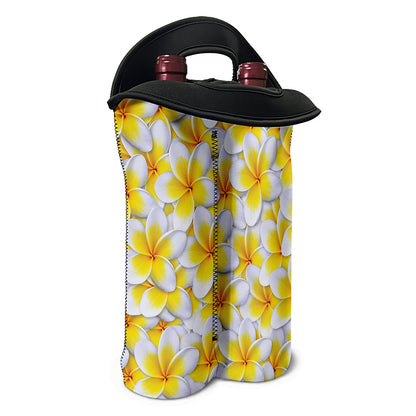 Frangipani Flower Print Double Neoprene Wine Tote
