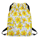 Frangipani Flower Print Drawstring Backpack