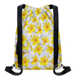 Frangipani Flower Print Drawstring Backpack