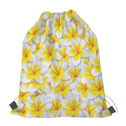 Frangipani Flower Print Drawstring Bag