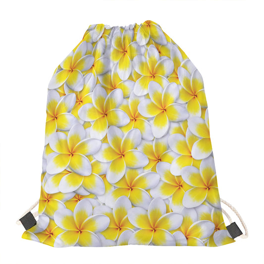 Frangipani Flower Print Drawstring Bag