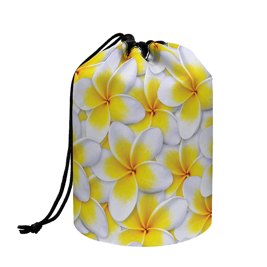Frangipani Flower Print Drawstring Makeup Bag