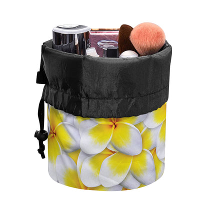 Frangipani Flower Print Drawstring Makeup Bag